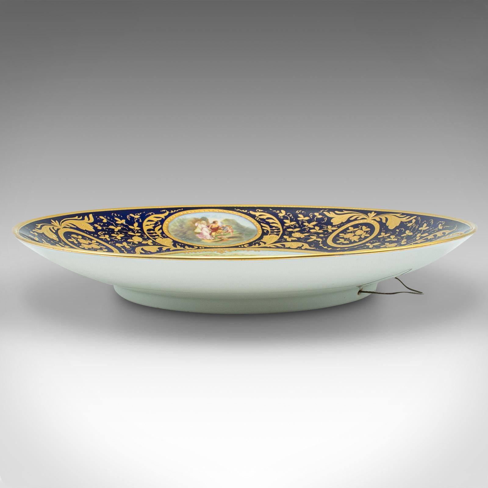 19th Century Antique Wall Charger, Austrian, Gilt Ceramic, Decorative Plate, Victorian, 1900 For Sale