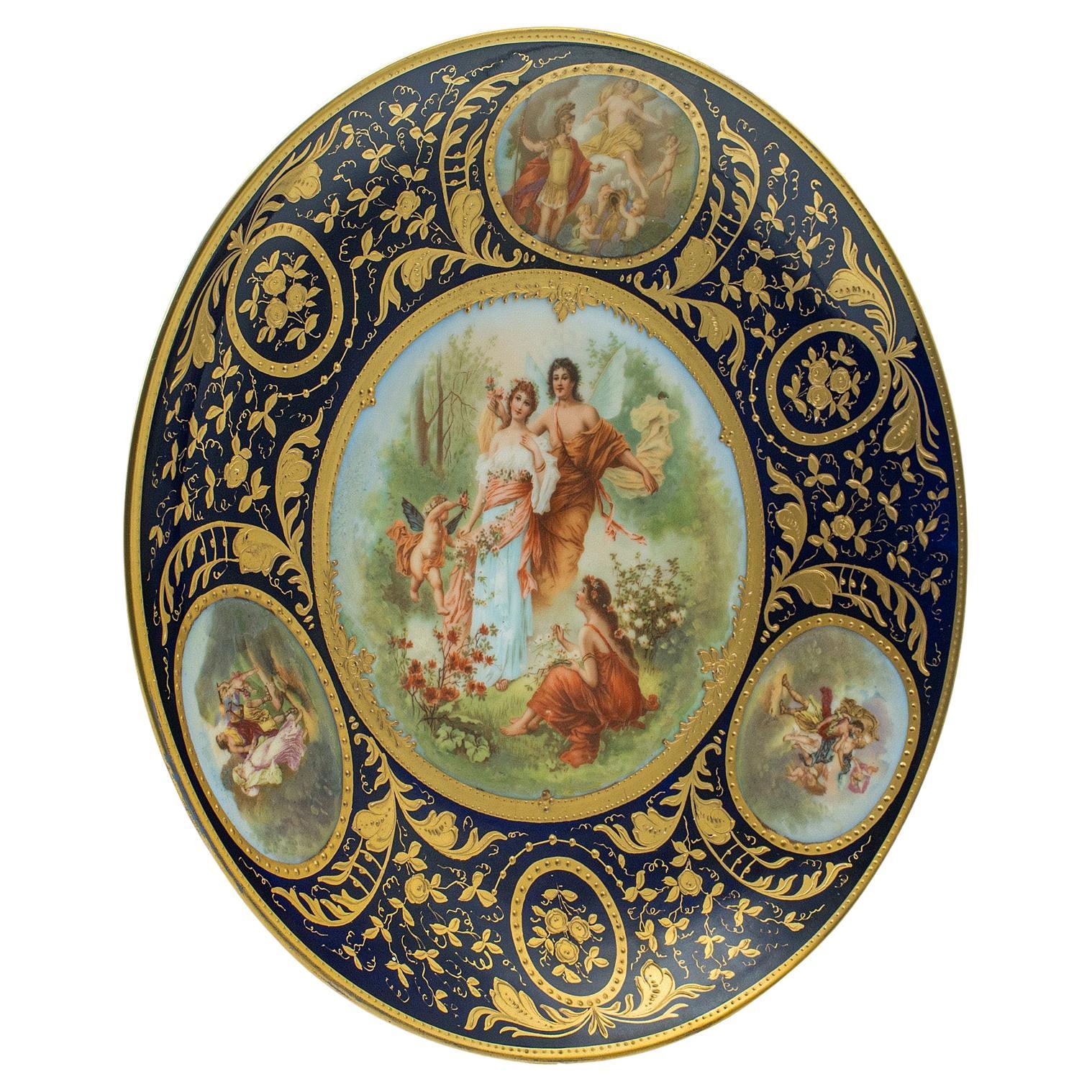 Antique Wall Charger, Austrian, Gilt Ceramic, Decorative Plate, Victorian, 1900