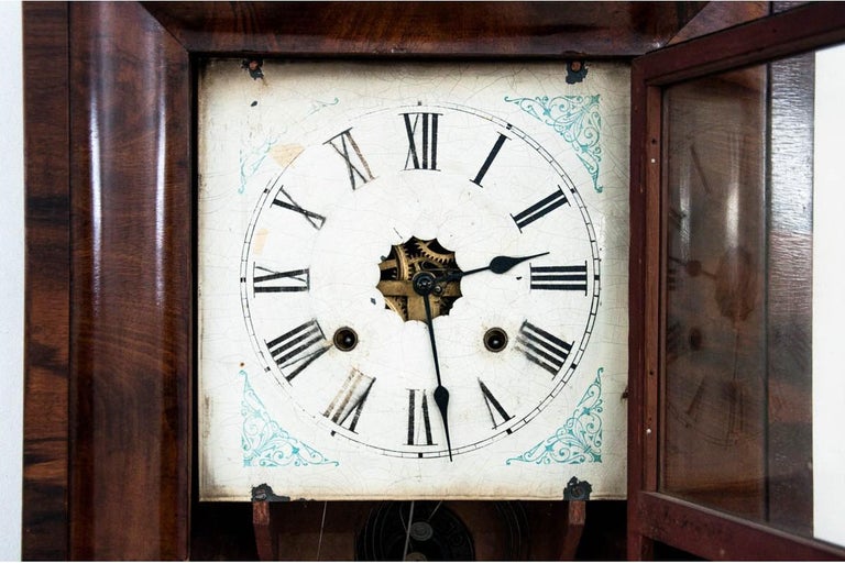Walnut Antique Wall Clock, Ansonia Clock Co. For Sale