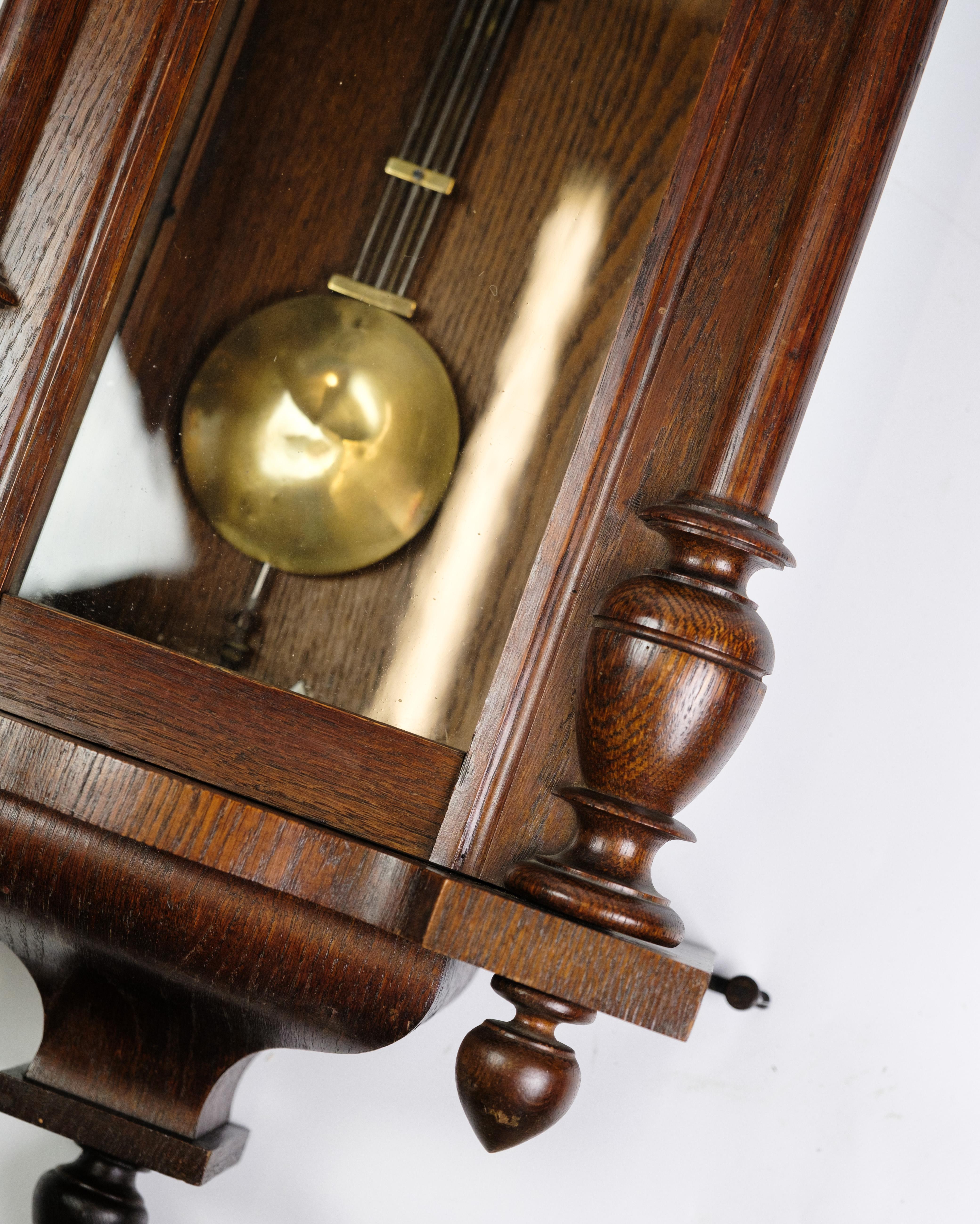 Early 20th Century Antique Wall Clock Made In Oak By Junghans From 1920s For Sale