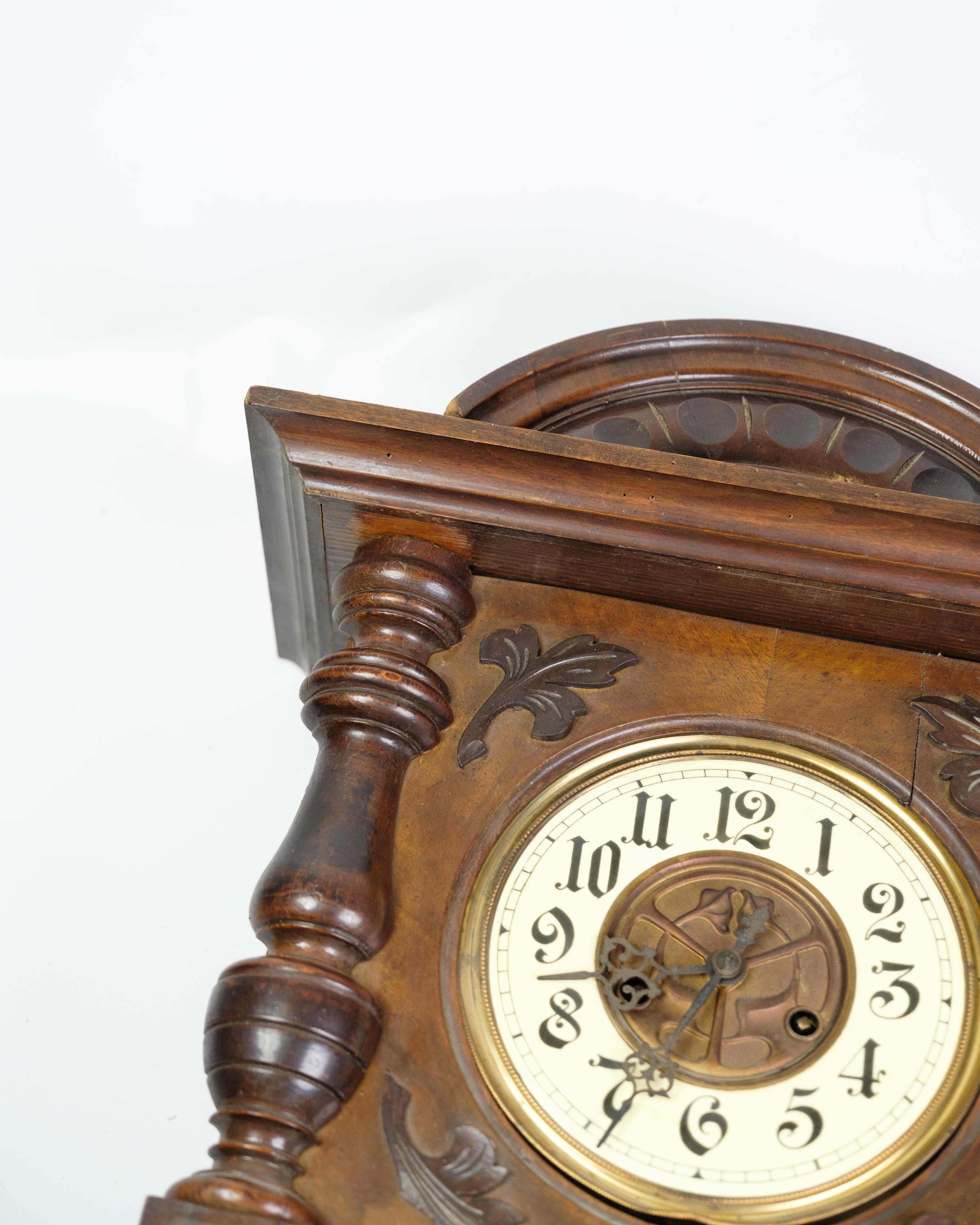 Danish Antique Wall Clock Made In Walnut By Junghans From 1920s For Sale