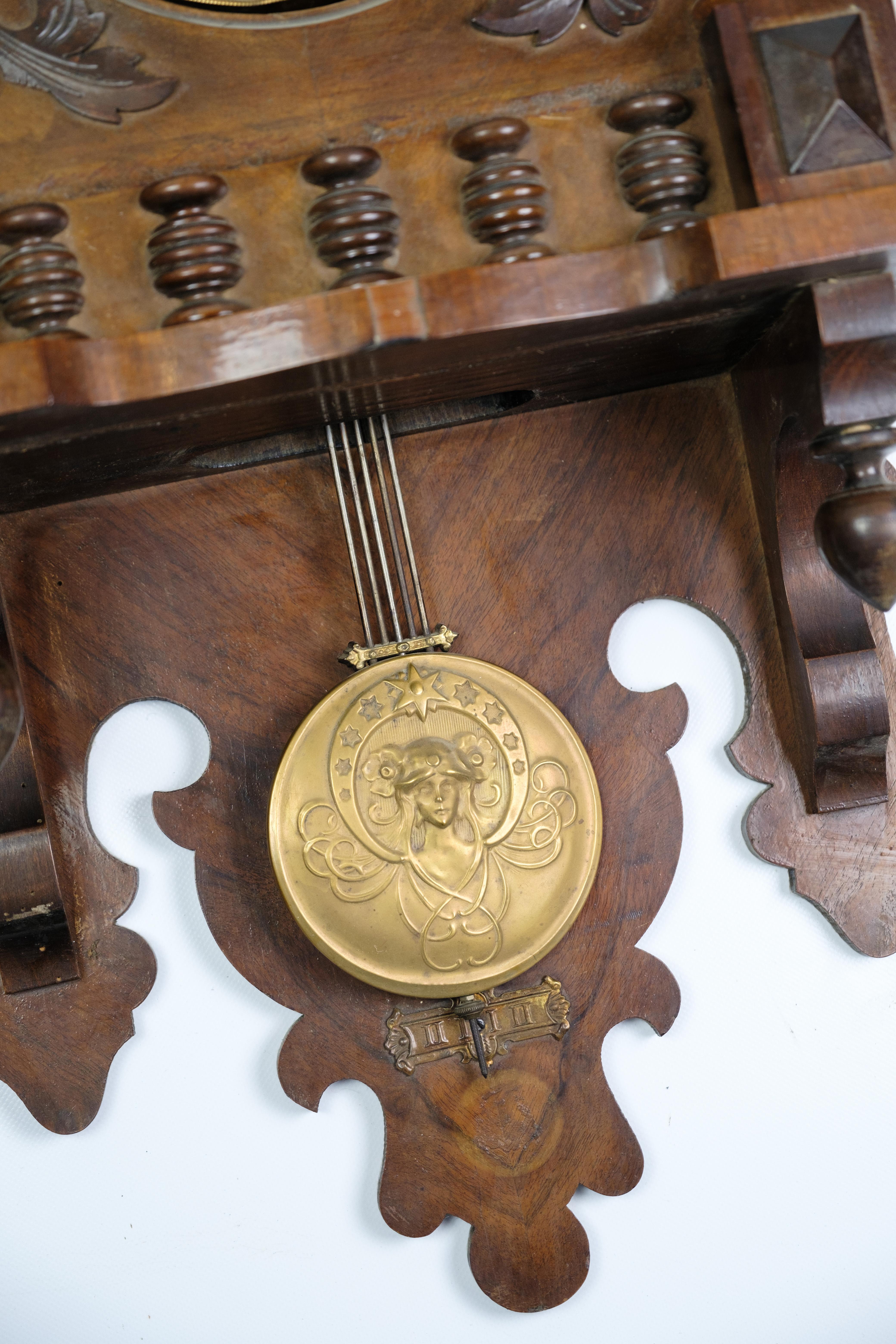 Antique Wall Clock Made In Walnut By Junghans From 1920s For Sale 1