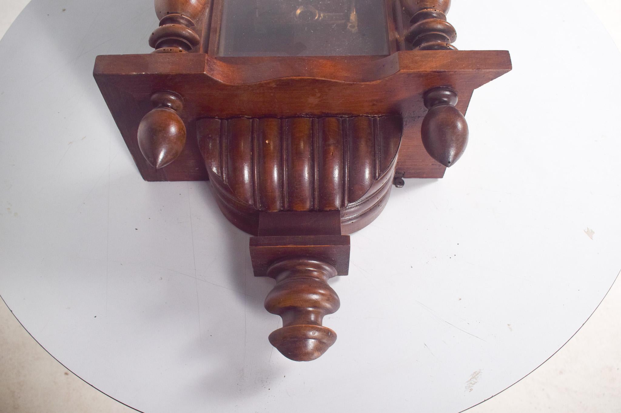 Portuguese Antique Wall Clock with Carved Eagle For Sale