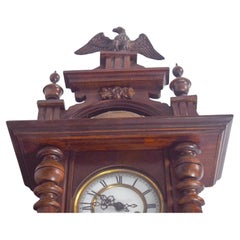 Antique Wall Clock with Carved Eagle