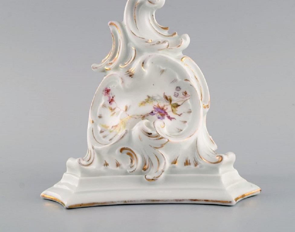 Rococo Revival Antique Wall Console in Hand-Painted Porcelain with Flowers and Gold Decoration For Sale