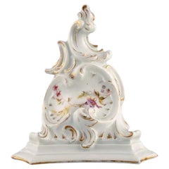 Antique Wall Console in Hand-Painted Porcelain with Flowers and Gold Decoration