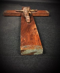 Antique Wall Crucifix in Wood and Regule – Esoteric Religious Art - 2Y271
