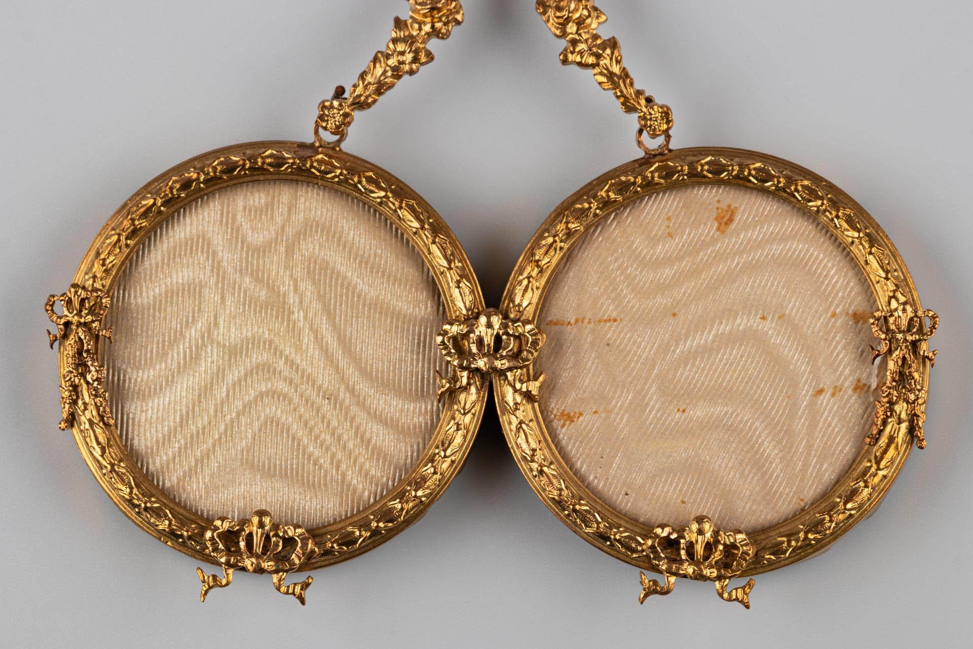 19th Century Antique Wall Double Picture Frame, Louis XVI. Style, France, 5 x 5 cm For Sale