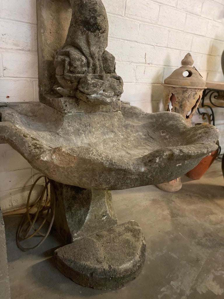 Antique Wall Fountain Depicting Dolphin and Shell For Sale at 1stDibs