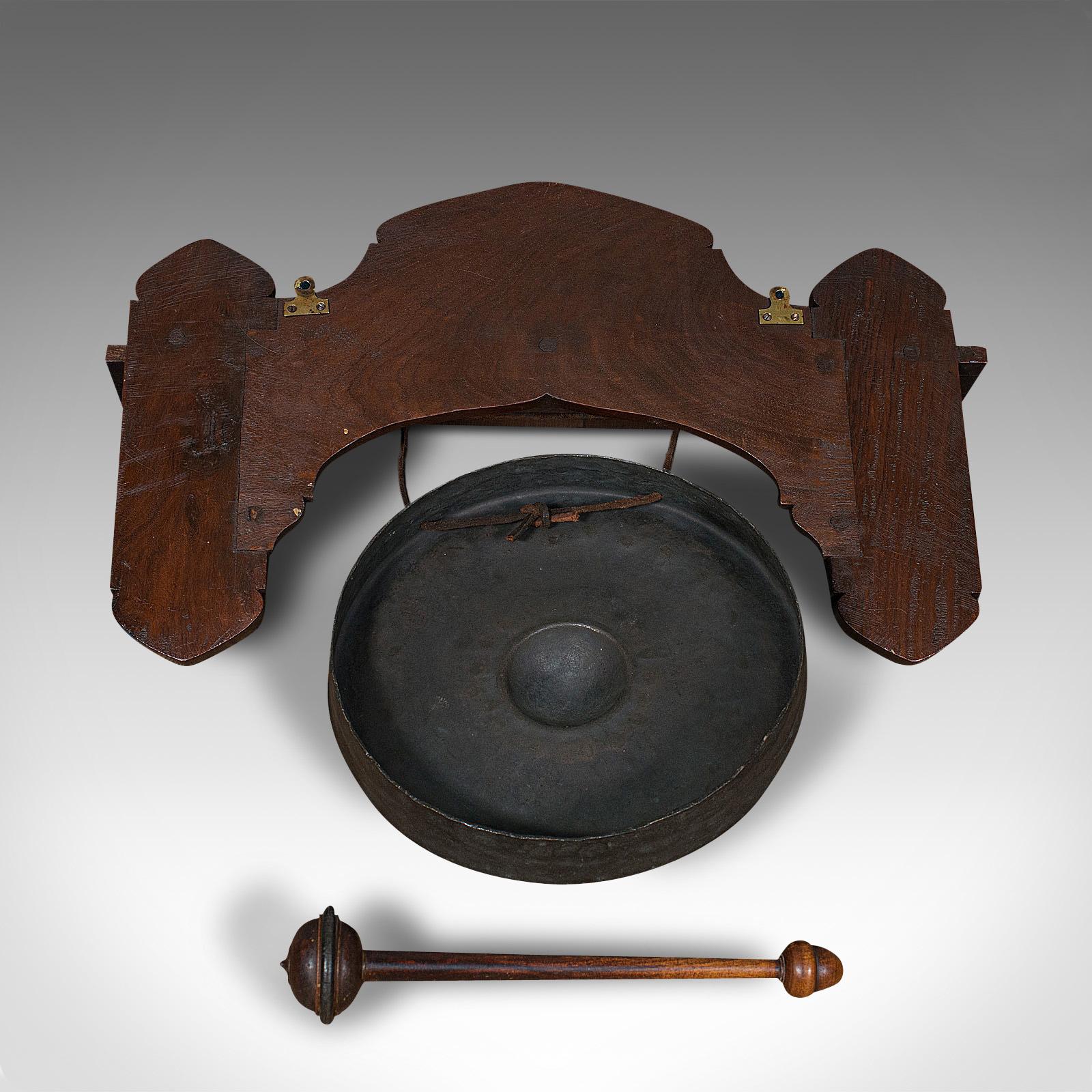 Antique Wall Gong, Indian, Oak, Dinner, Ceremonial Monastery Chime, Circa 1900 5