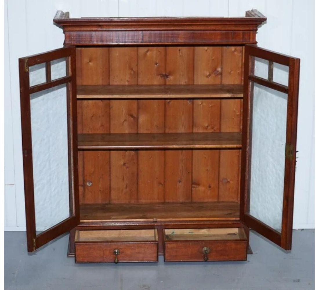 Victorian Antique Wall Kitchen Cabinet or Bookcase with Glazed Doors For Sale