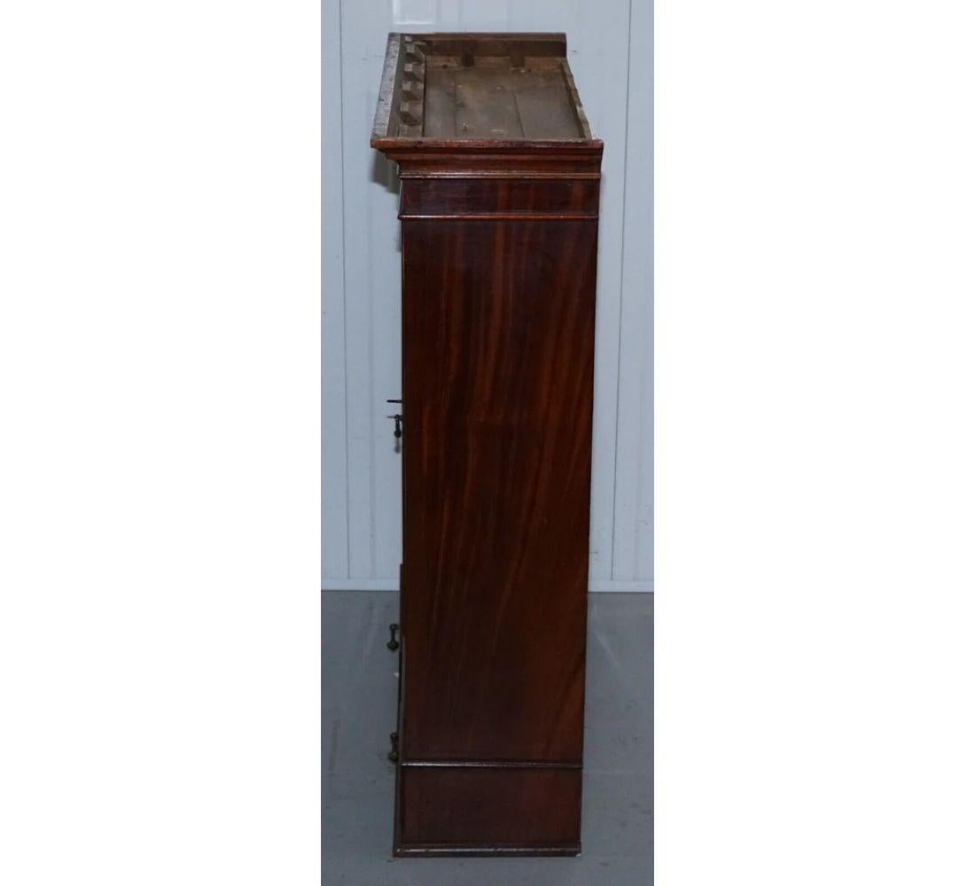 Hardwood Antique Wall Kitchen Cabinet or Bookcase with Glazed Doors For Sale