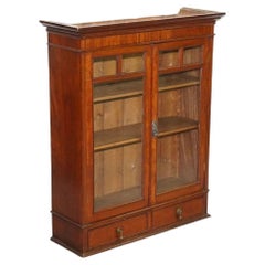 Antique Wall Kitchen Cabinet or Bookcase with Glazed Doors