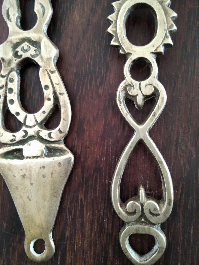 Antique Wall Kitchen Decor Brass Bronze Spoons Vintage Kitchen Utensils, Spain For Sale 5