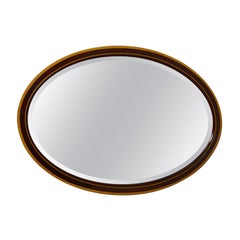 Antique Wall Mirror, English, Edwardian, Ovular, Walnut, Birch, circa 1910