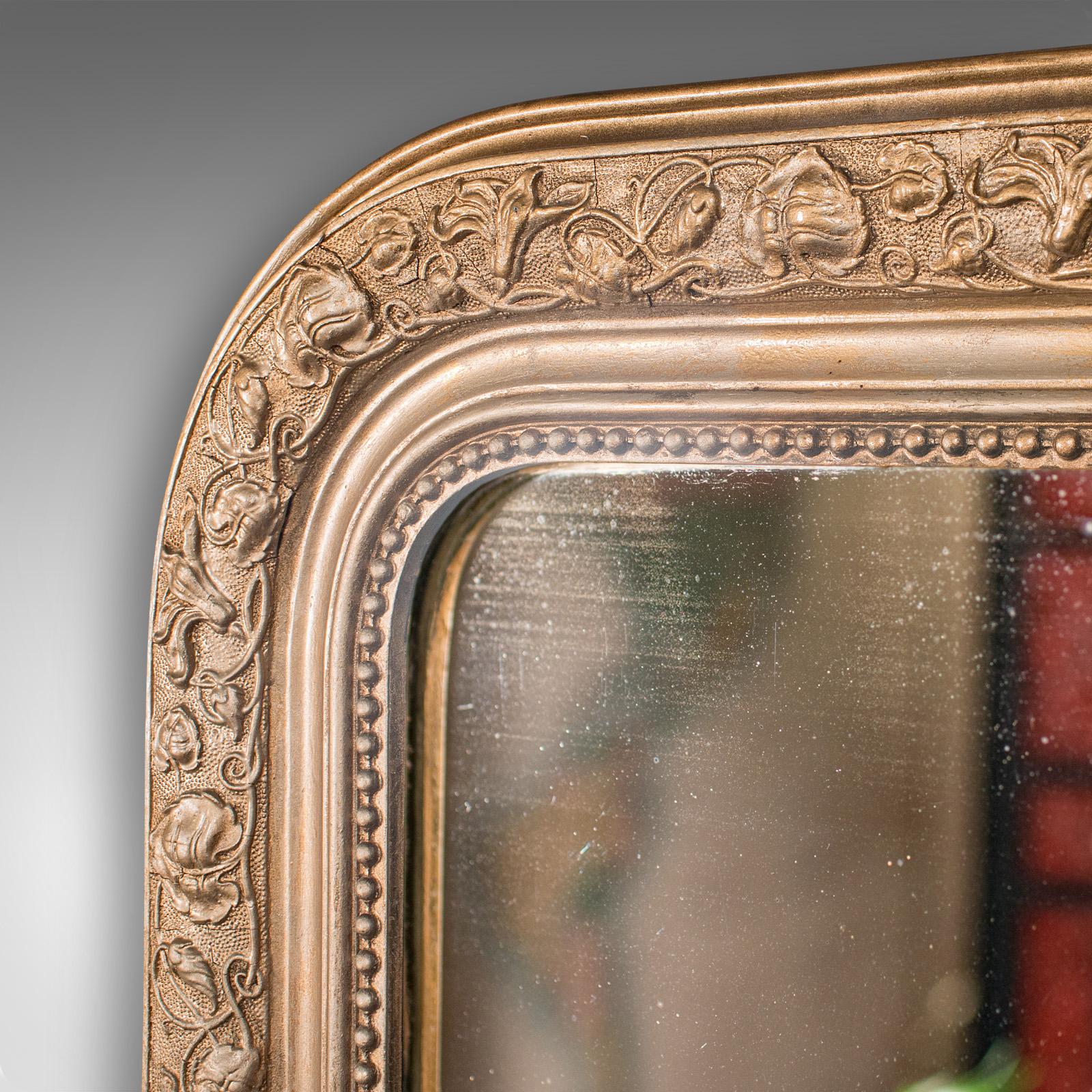 Antique Wall Mirror, French, Gilt Frame, Overmantle, Original Glass, Victorian In Good Condition In Hele, Devon, GB
