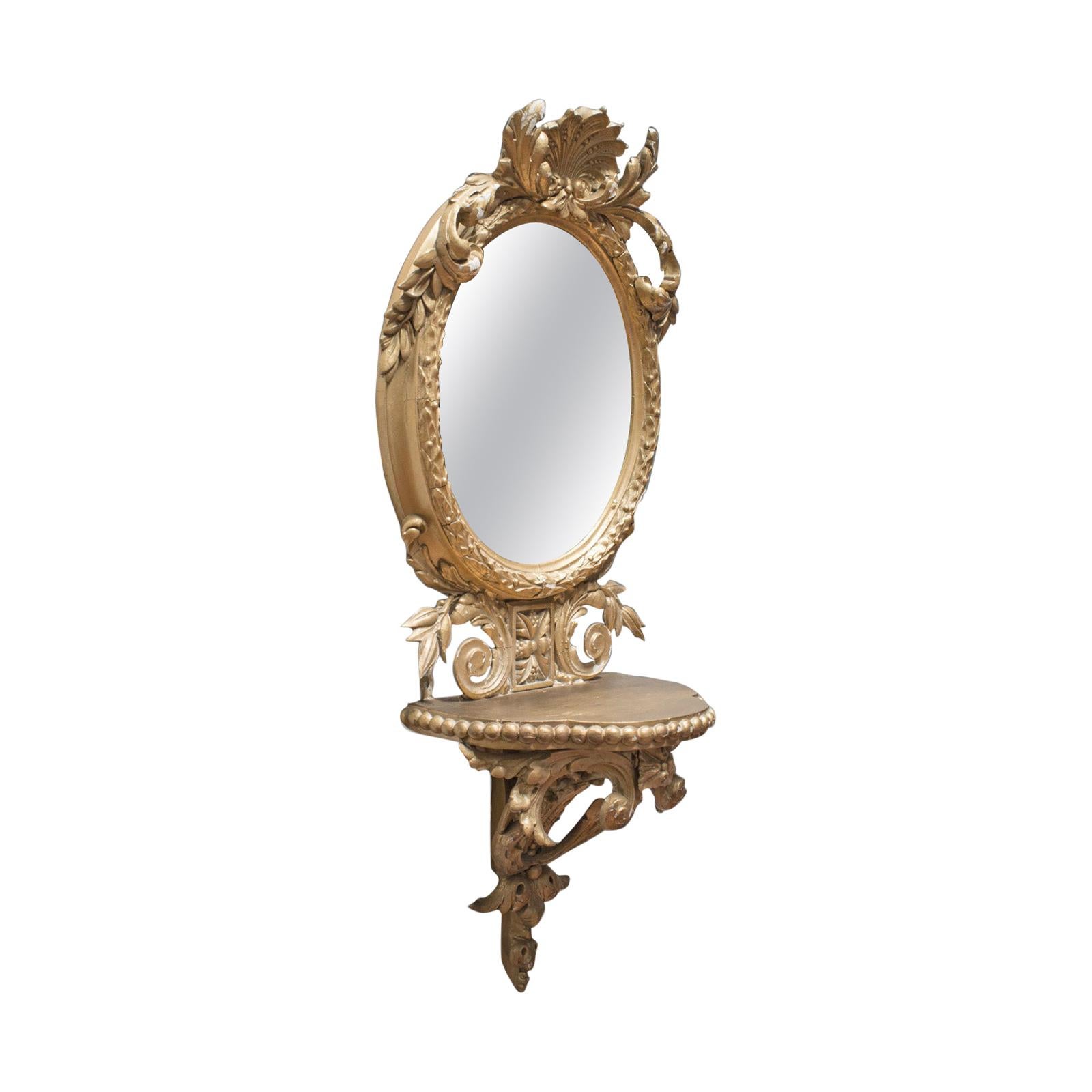 Antique Wall Mirror, French, Gilt Gesso, Oval, Ornate, Victorian, circa 1850 For Sale