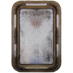Antique Wall Mirror in Wooden Decorative Frame, circa 19th Century