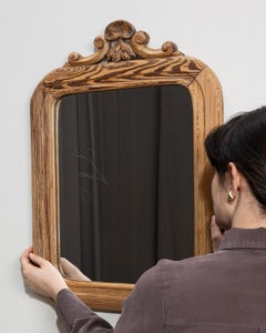 Antique Wall Mirror with Carved Wood Frame, Glass, France, 1900-1909