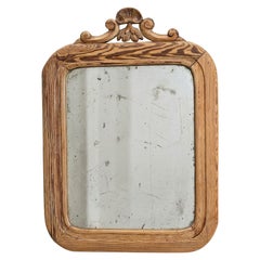 Antique Wall Mirror with Carved Wood Frame, Glass, France, 1900-1909
