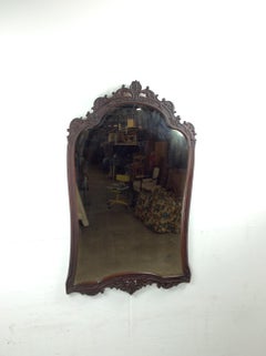 Antique Wall Mirror with Ornate Carved Wood Frame