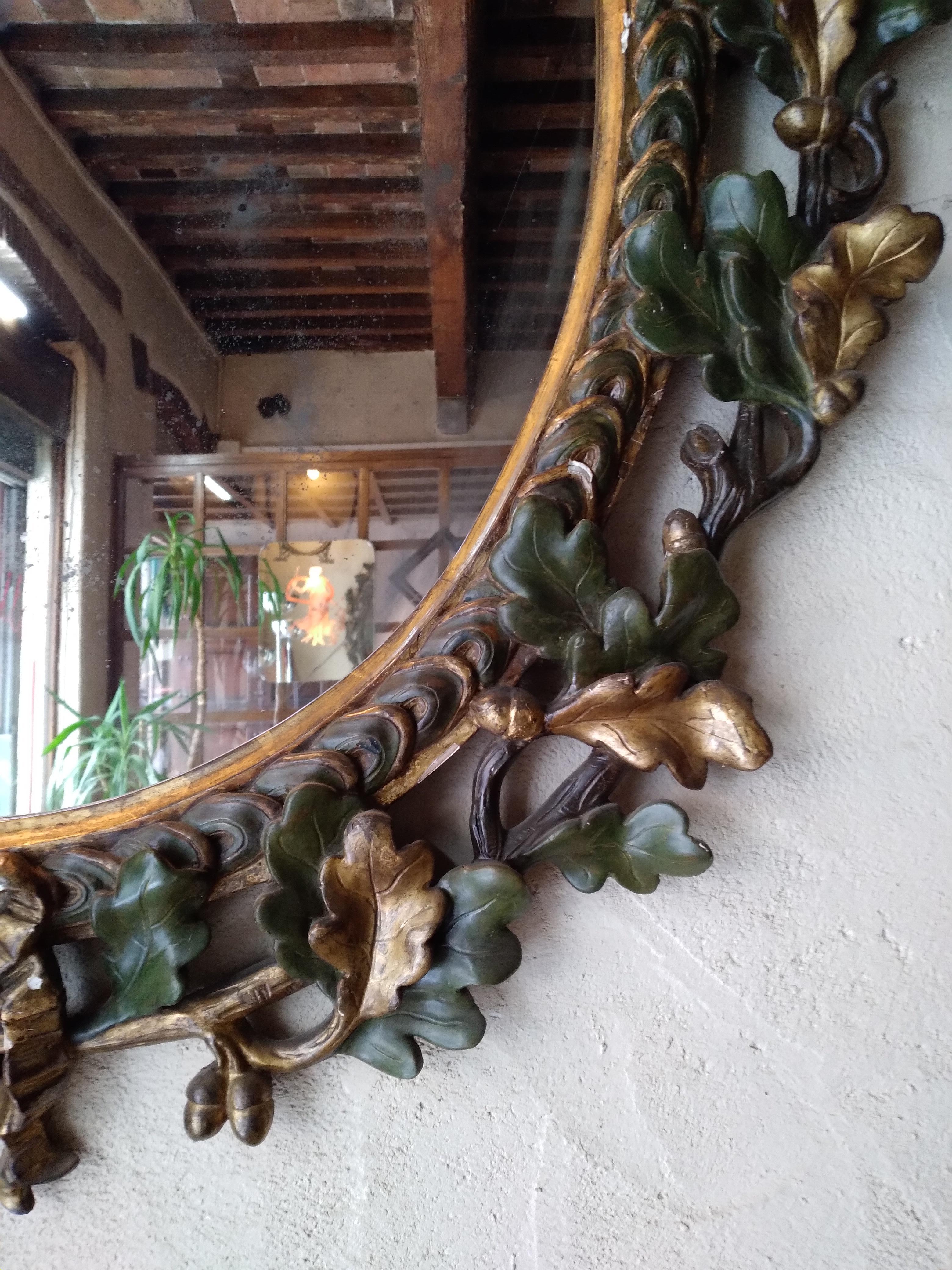 International Style Antique Wall Mirror Wood Laquered Gilden