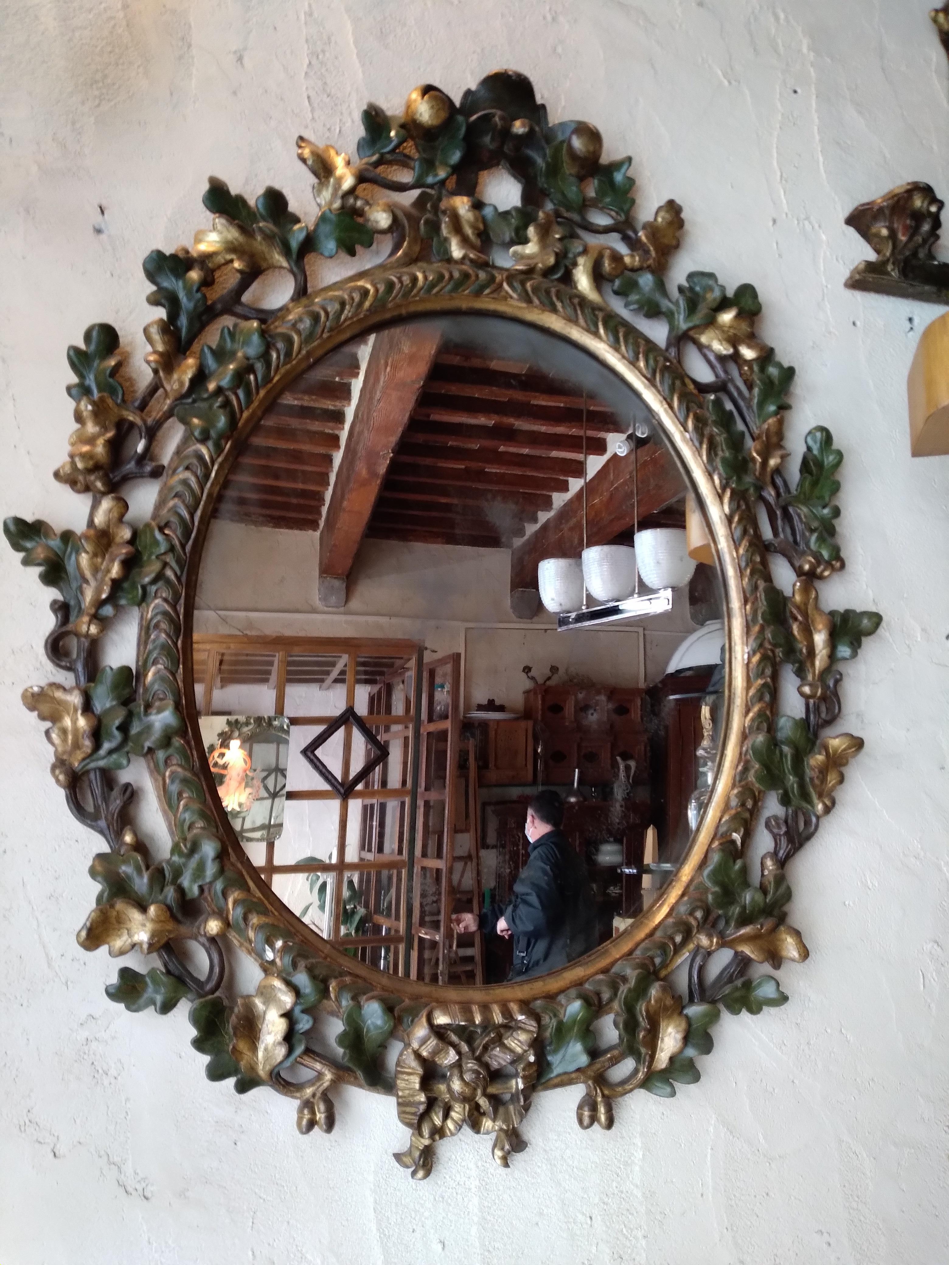 Lacquered Antique Wall Mirror Wood Laquered Gilden