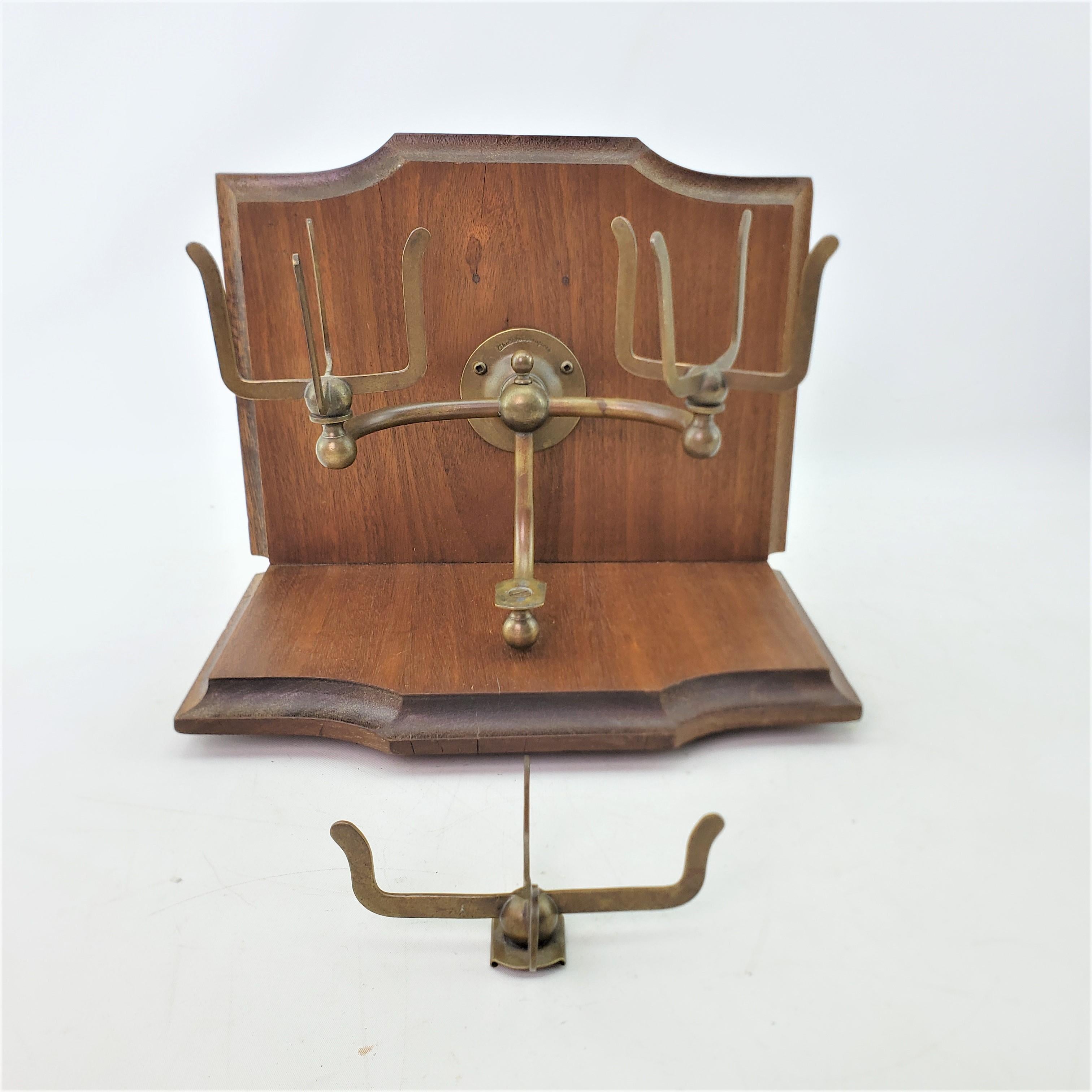 Machine-Made Antique Wall Mount Brass Bathroom Prong Dual Cup Holder & Soap Dish Holder For Sale