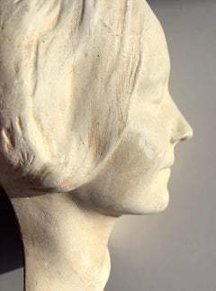 Antico calco in gesso a parete, L'Inconnue de la Seine, Belle Epoque