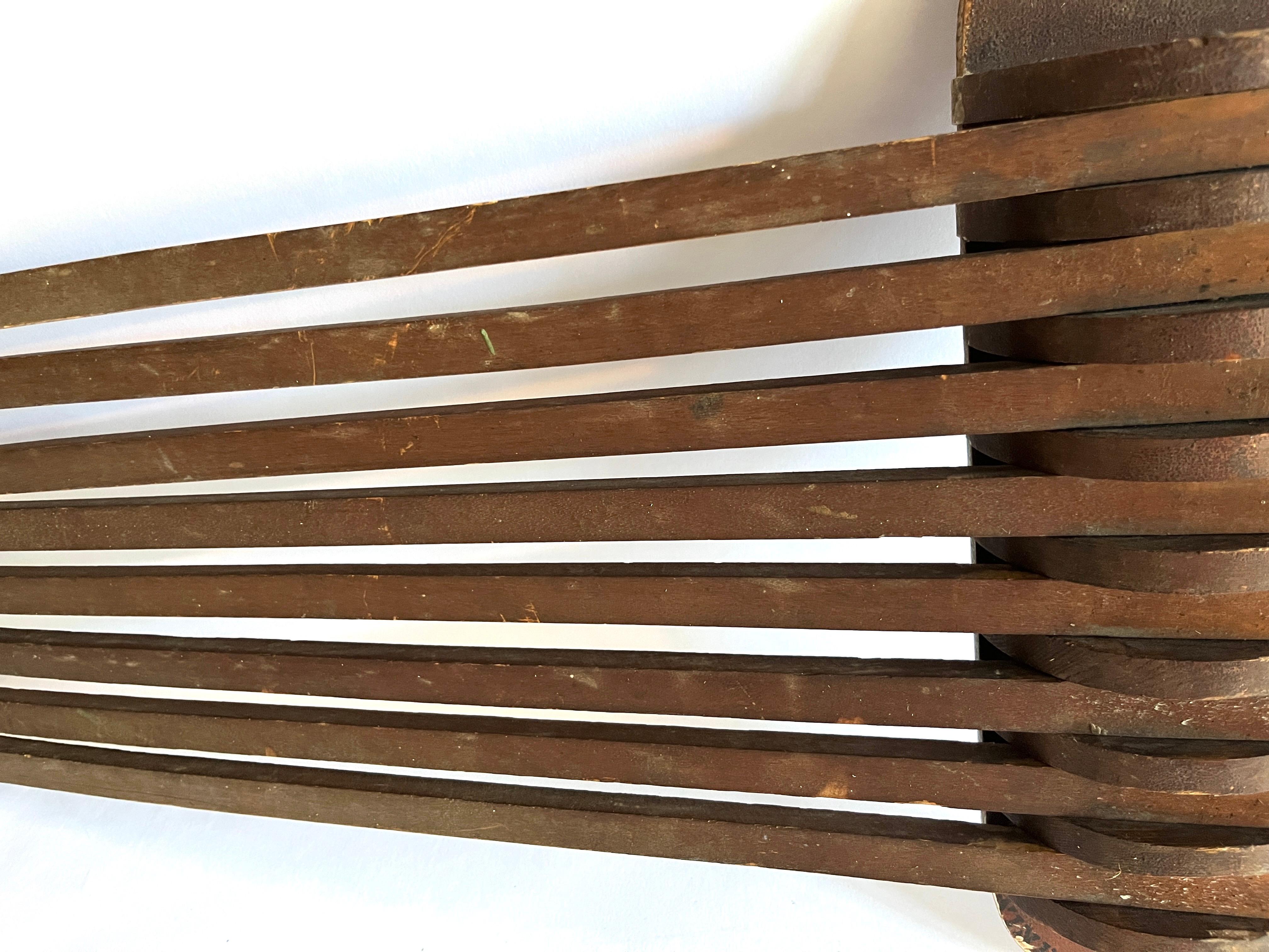 Antique Wall Mounted Wood Drying Rack, Winding Stairway Farmhouse Laundry Decor In Good Condition For Sale In Chicago, IL
