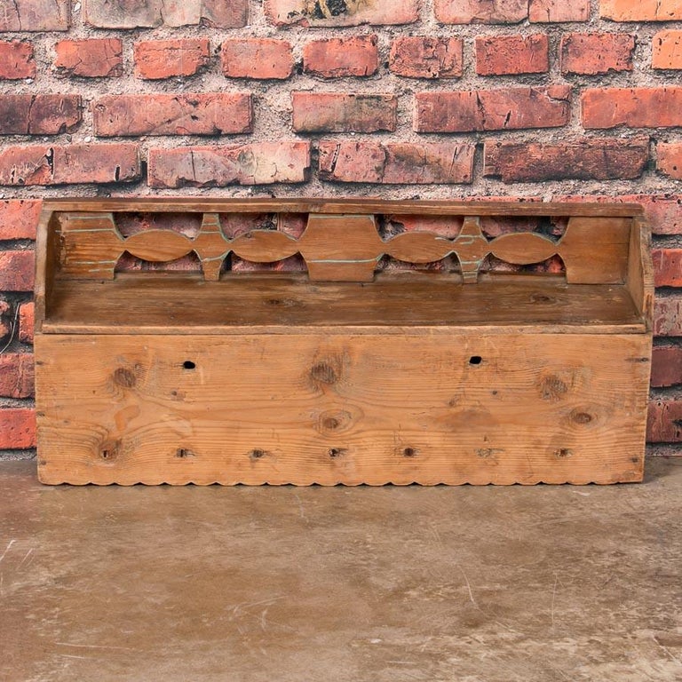 Antique Wall Rack With Original Green Folk Art Paint at 1stDibs