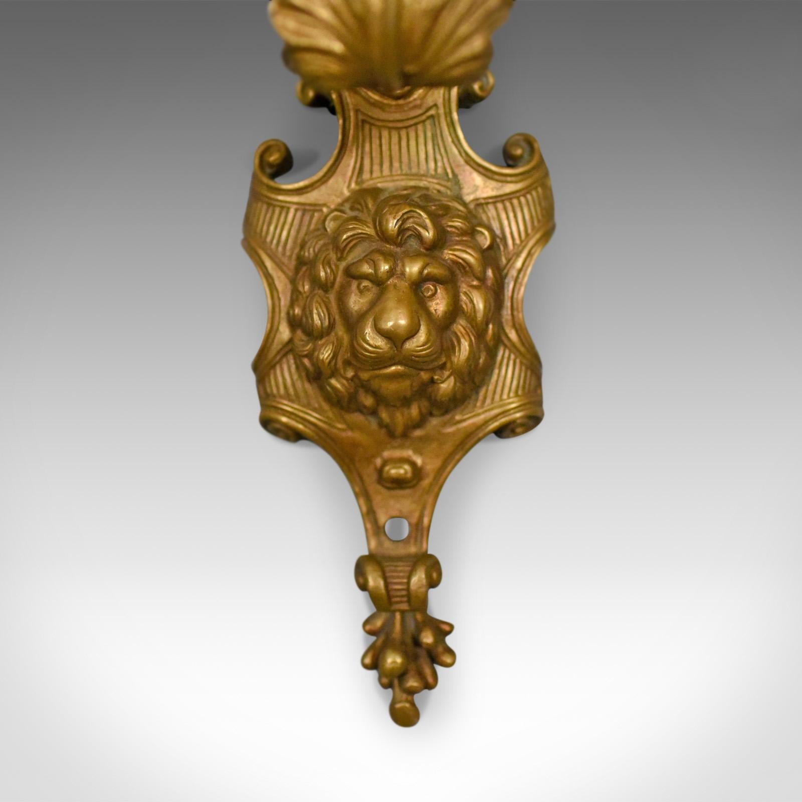 19th Century Antique Wall Sconces English, Victorian, Gilt Metal, Candle Stands, circa 1900
