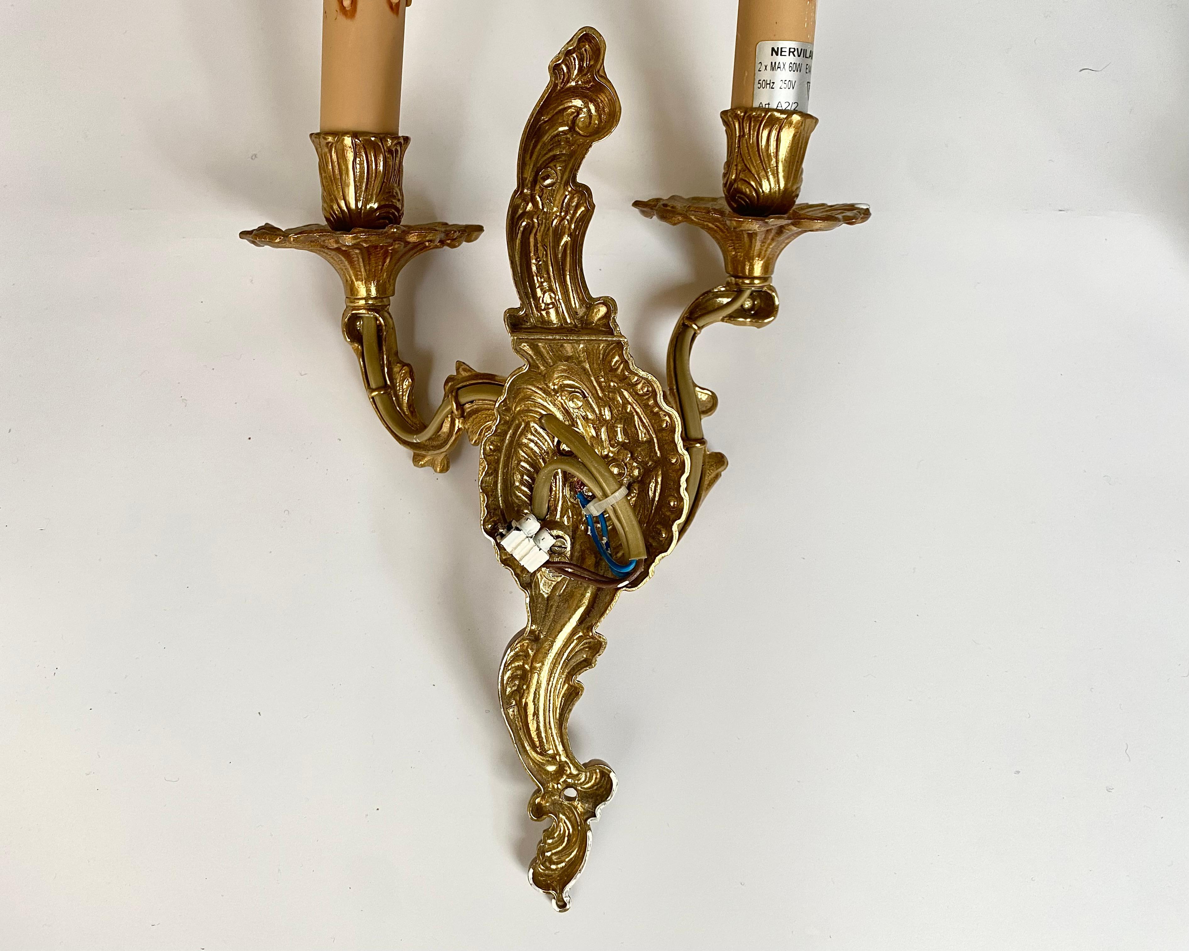 Apliques antiguos French Rococo Bronce Iluminación, principios del siglo XX Francés en venta