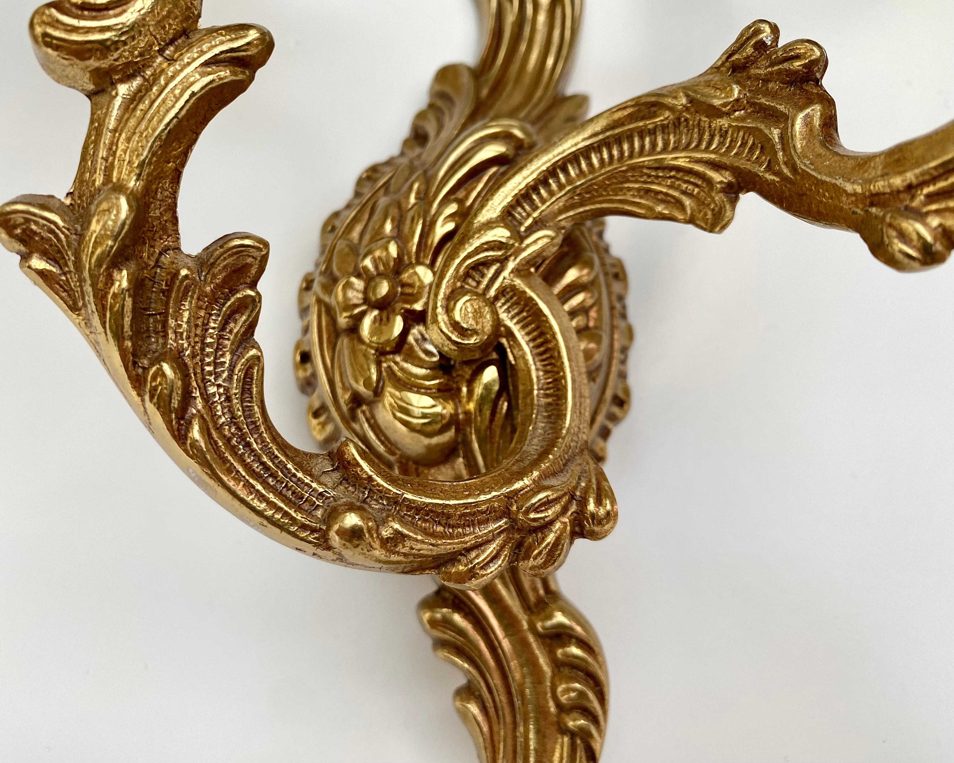 Apliques antiguos French Rococo Bronce Iluminación, principios del siglo XX en Excelente estado para la venta en Bastogne, BE