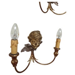 Antique Wall Sconces Gold French Cherub Wooden Bust Lights