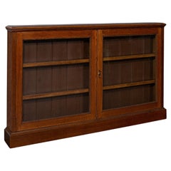 Antique Wall Standing Display Bookcase, English, Oak, Library Cabinet, Victorian