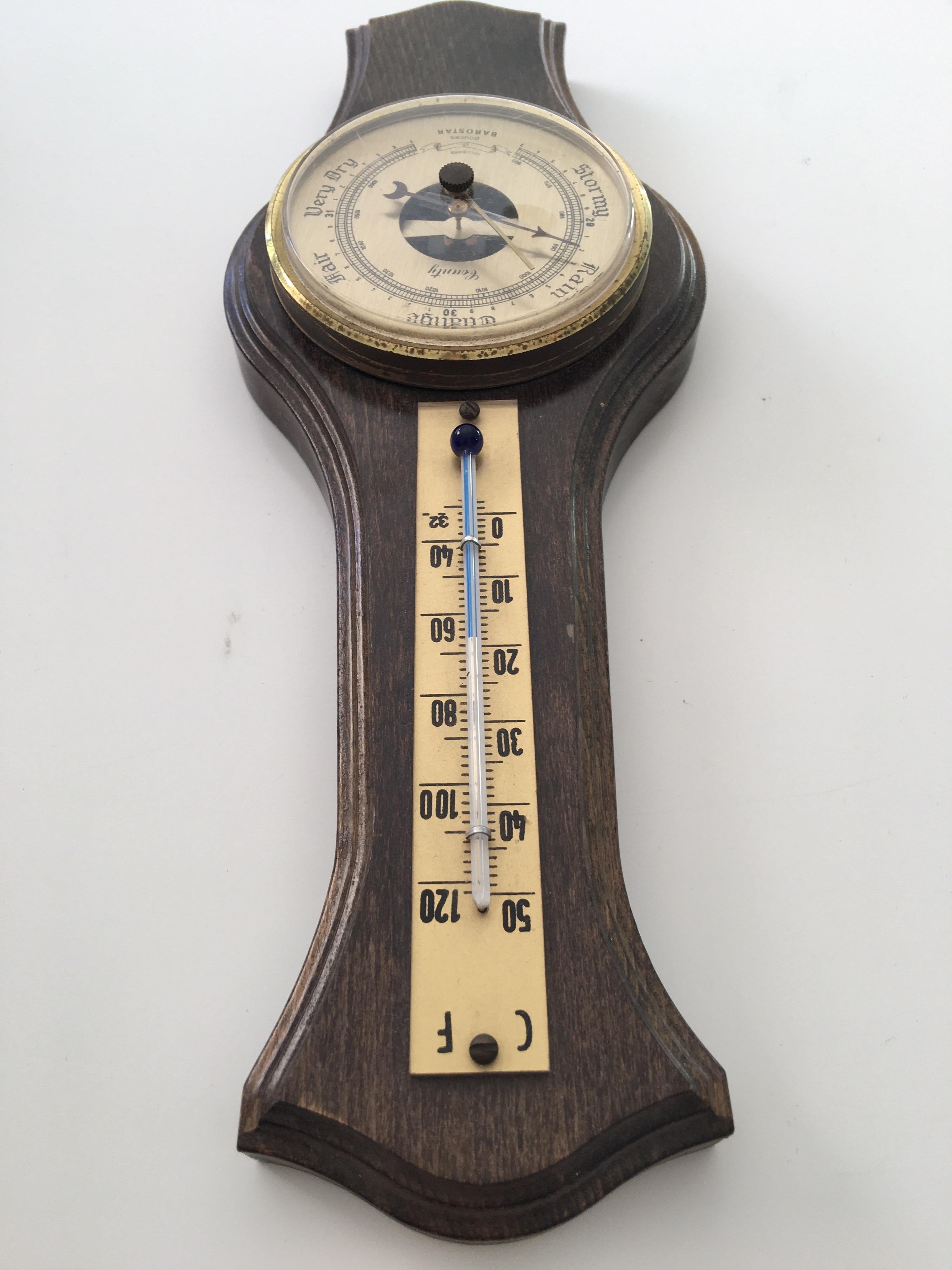 Mid-20th Century Antique Wall Thermometer / Barometer