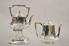 Antique Wallace 3104N Art Deco Octagonal Silver Plated Tea Set- 5 Pc Set