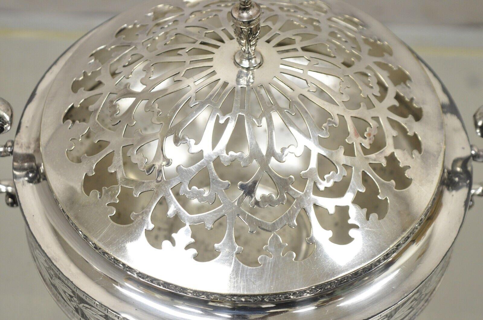 Early 20th Century Antique Wallace Bros & Co. Silver Plated Victorian Butter Dish Reticulated Lid For Sale