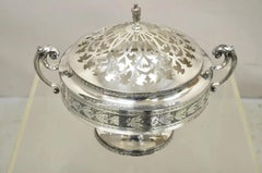 Wallace Bros & Co. d'epoca Burriere vittoriana con coperchio a reticolo placcato in argento