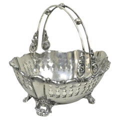 Antique Wallace Bros Victorian Silver Plated Reticulated Small Basket Nut Dish