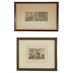 Antique Wallace Nutting Prints, ‘Lady Arabecca” & “A Fine Effect" Interior C1920
