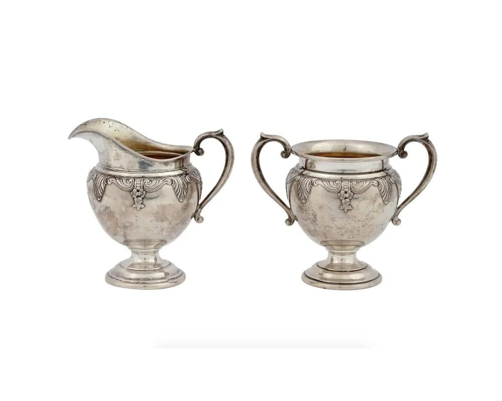 Antique Wallace Silver Sugar Bowl and Creamer In Good Condition In New York, NY
