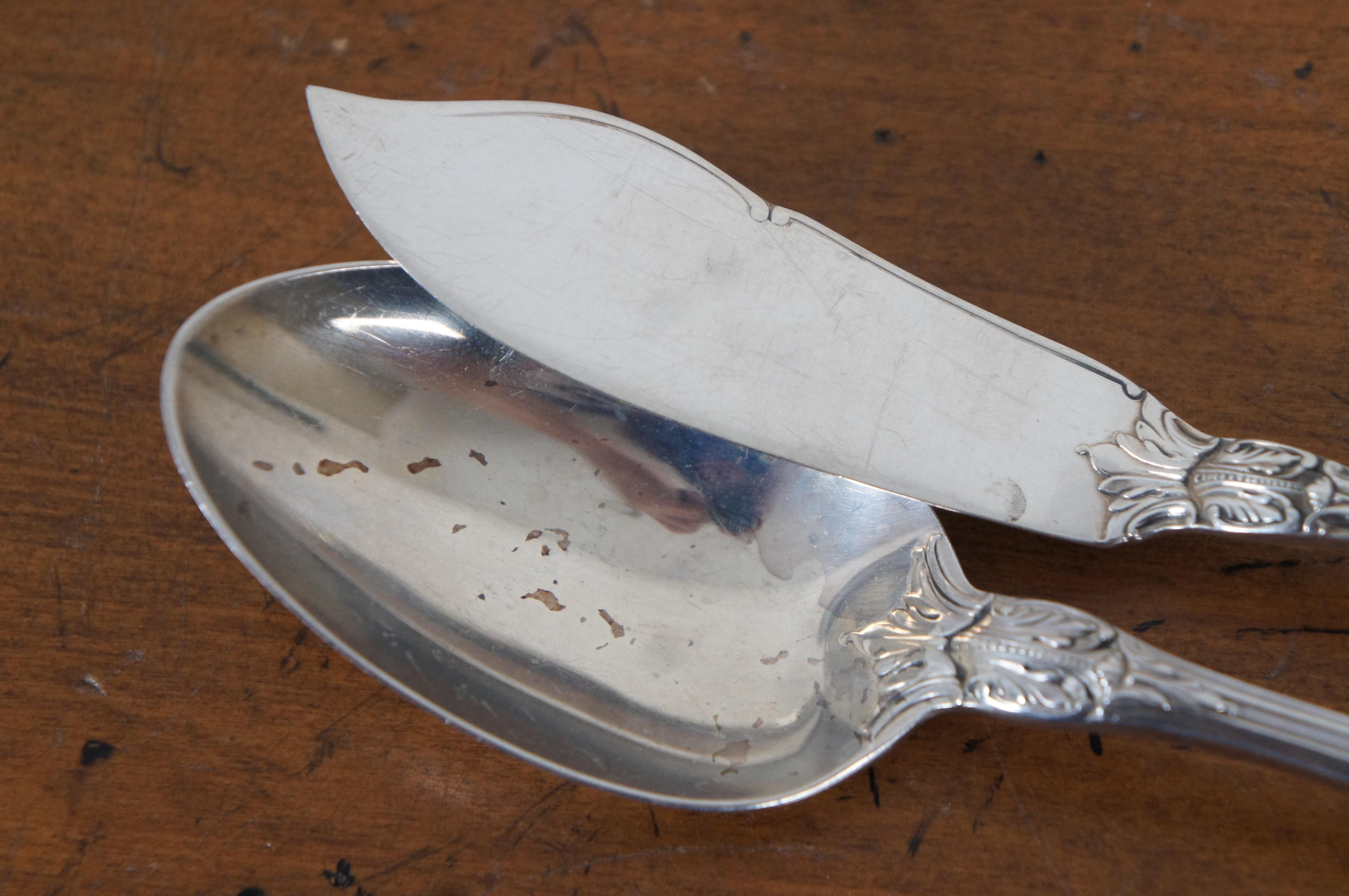 Mid-20th Century Antique Wallace Sterling Silver Sir Christopher Serving Spoon Butter Knife 149g