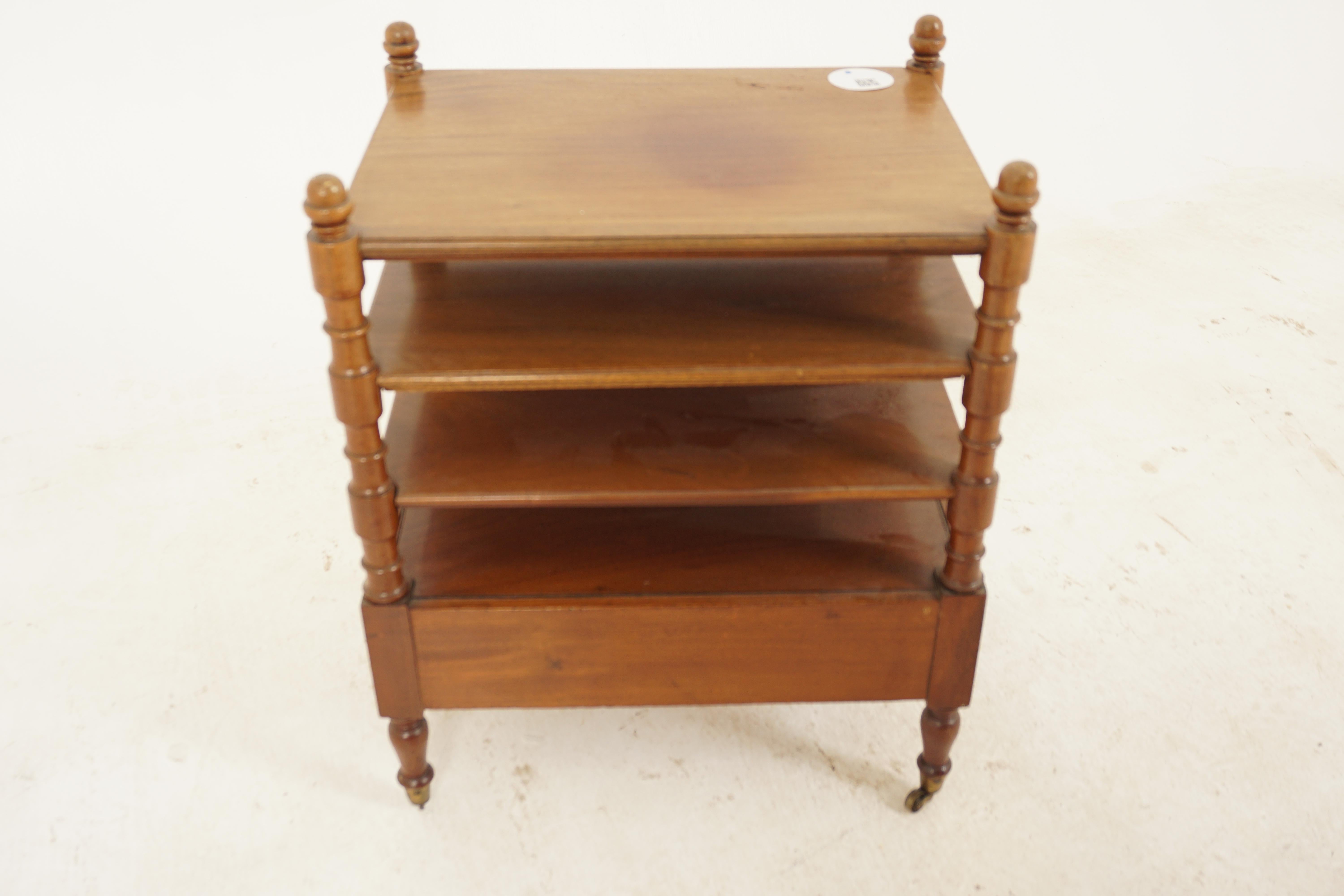 Antique Walnut 3 Tiered End Table with Drawer, Scotland 1890 5