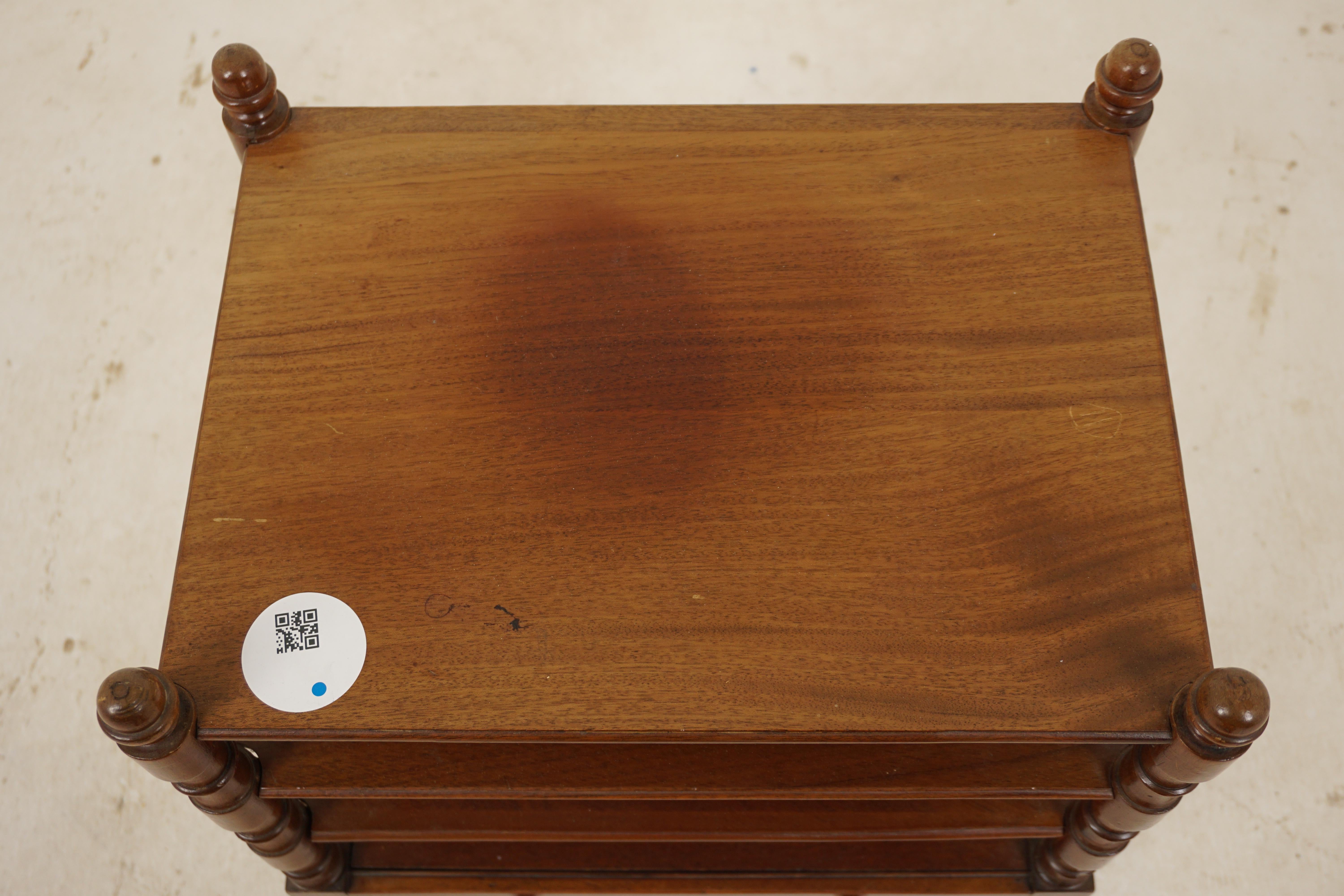 Late 19th Century Antique Walnut 3 Tiered End Table with Drawer, Scotland 1890