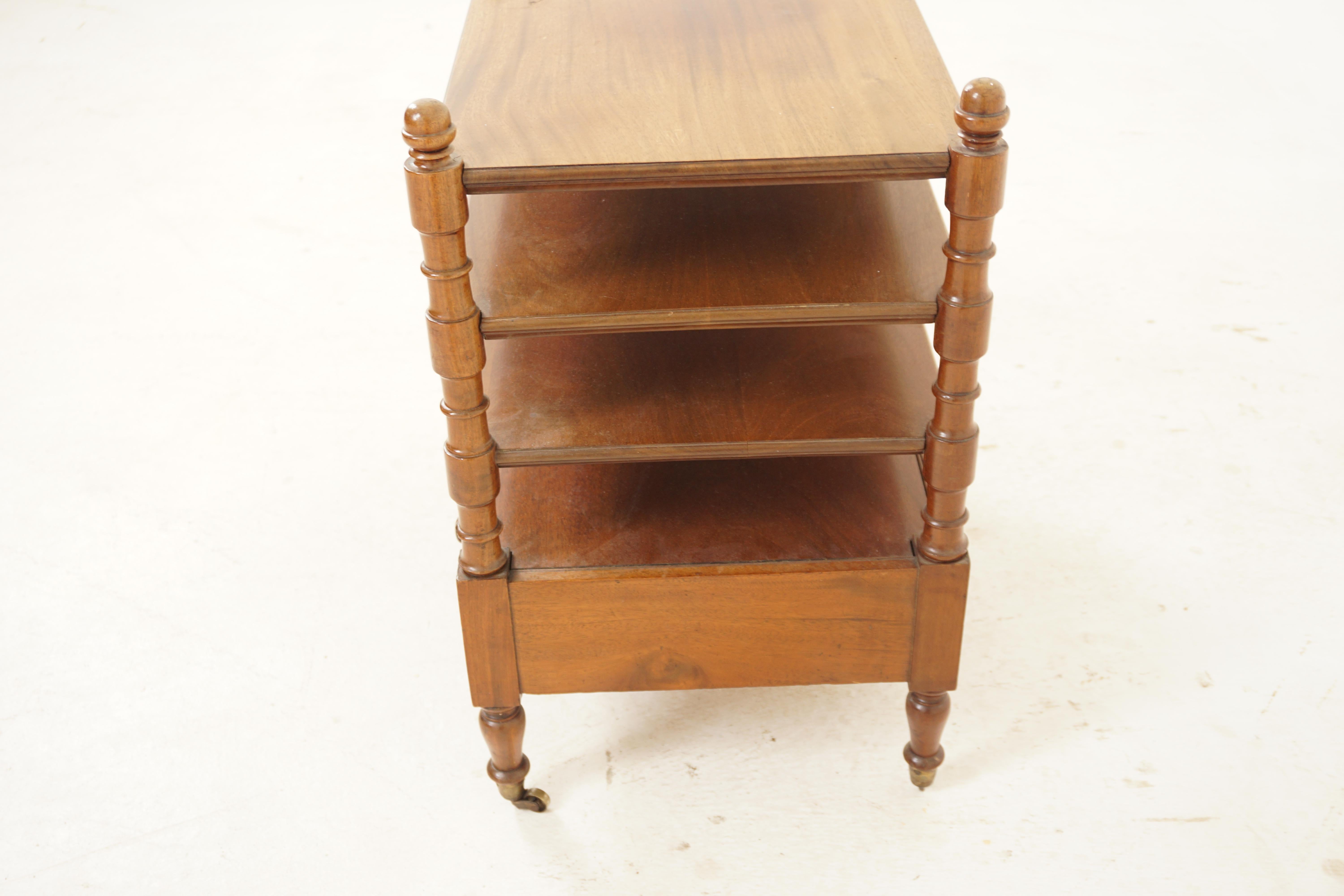 Antique Walnut 3 Tiered End Table with Drawer, Scotland 1890 2
