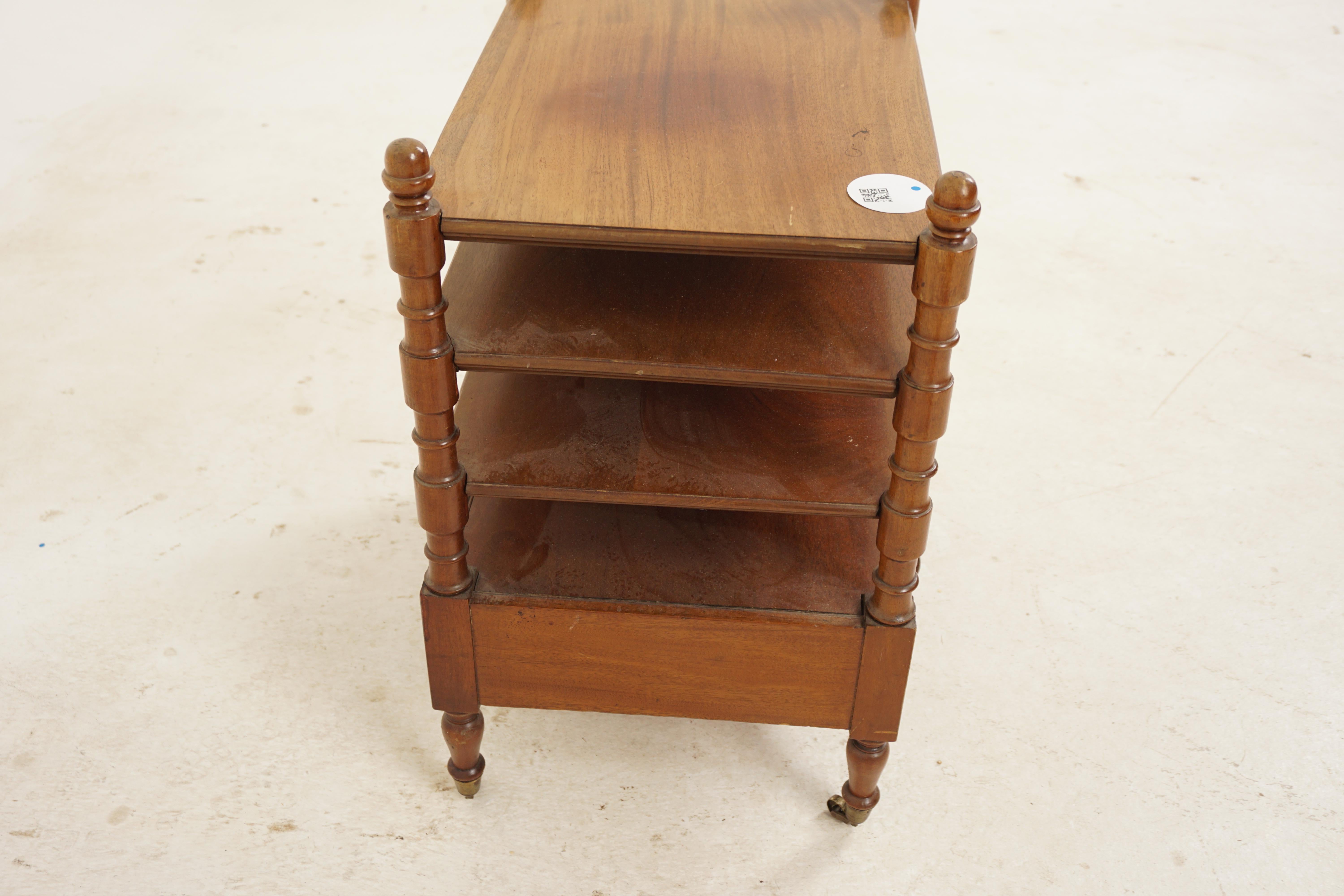Antique Walnut 3 Tiered End Table with Drawer, Scotland 1890 3