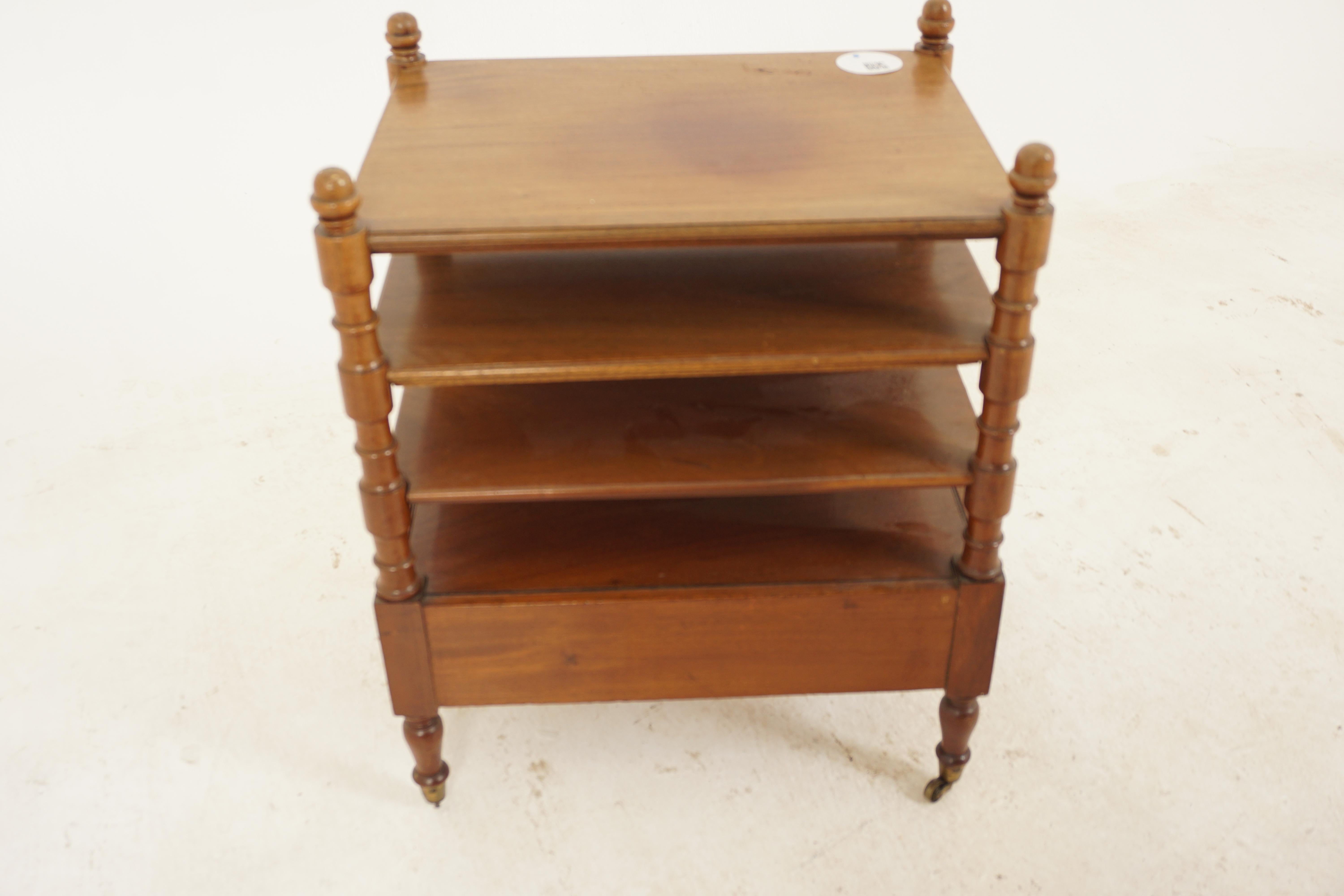 Antique Walnut 3 Tiered End Table with Drawer, Scotland 1890 4