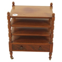 Antique Walnut 3 Tiered End Table with Drawer, Scotland 1890